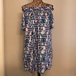 Vineyard Vines Harbor Scene off-the-shoulder dress